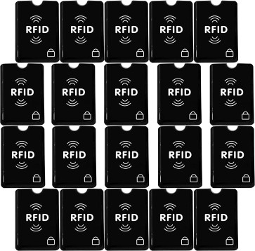 SAITECH IT 20 Pcs RFID Blocking Credit Card Holders Sleeves for Identity Theft Protection, Perfectly Fits in Wallet/Purse-Black