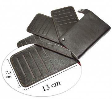 Storite PU Leather 15 Slots Business Card Holder for Men and Women,13.5x8x1.5cm (Brown)