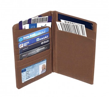 Storite Leather Travel Passport Holder Wallet for Credit Debit Card Ticket Money Cash Currency Boarding Pass- Dark Brown