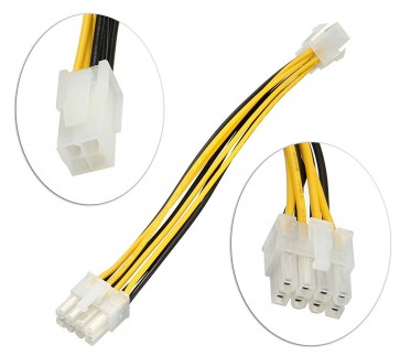 RiaTech 8 Inch ATX 4 Pin Male to EPS 8Pin Female Power-Cable Adapter CPU Power Cable