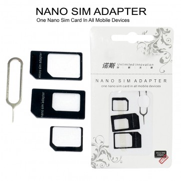 Storite SIM Card Adapter Kit - Nano to Micro, Nano to Regular, Micro to Regular with SIM Extractor - Black