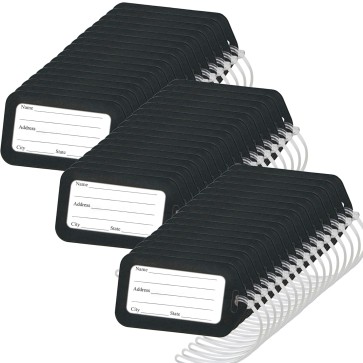 Storite Pack of 48 Luggage Tags, Smart Tags for Travel suitcases, School Bags for Easily Identification of Bags (Black)