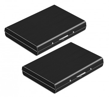 Storite 2 Pack 6 Slots Stainless Steel RFID Blocking Metal Credit Card Holder (Black)