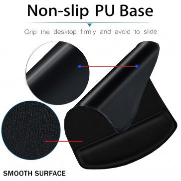RiaTech Ergonomically Designed Non-Slip PU Base Anti-Skid Mouse Pad with Gel Wrist Rest Support, Water Resistance Gaming Mouse Mat for Computer & Laptop-Black (Square Shape,190 x 245 x 4mm)