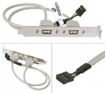 Wholesale USB 2.0 Header - Dual 9 pin Header to 2 Ports USB 2.0 Female Cable Back PCI Panel Bracket For Desktop Computer