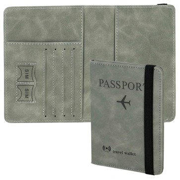 Storite Passport Holder Cover Travel Wallet Organiser with RFID Protection, Credit Card Case, PU Leather for Men & Women (Grey)