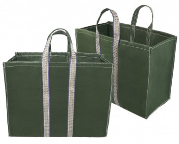 Storite Pack Of 2 Canvas Grocery Shopping Bags with Reinforced Handles (40x20x33-cm, Green)