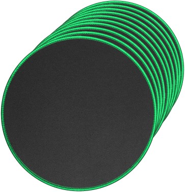 10 Pack Round Mouse Pad with Stitched Edges Mousepads Bulk Non-Slip Rubber Base, Waterproof Coating Mouse Pads for Computers, Laptop, Office & Home -(230mm x 230mm x 2mm) - Black with Green Border
