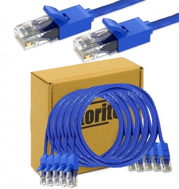 Storite 5 Pack Cat 6 Lan Cable, High Speed Gigabit Internet Network RJ45 Ethernet Patch Cable - Blue, 1.5m
