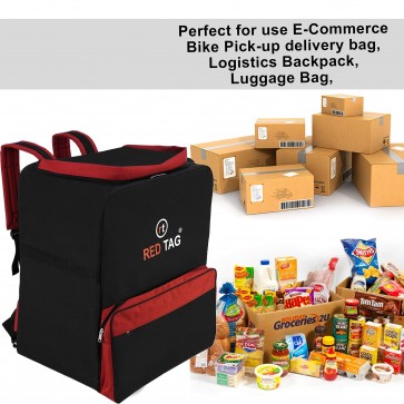 Storite Heavy Duty 1000 Denier Nylon 113 L Delivery Bags for E-Commerce, Courier & Grocery Delivery (Red/Black,53cmx34cmx63cm)