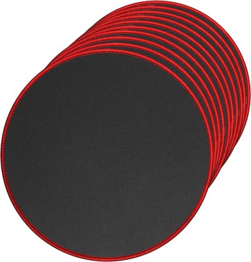 10 Pack Round Mouse Pad with Stitched Edges Mousepads Bulk Non-Slip Rubber Base, Waterproof Coating Mouse Pads for Computers, Laptop-(230mm x 230mm x 2mm) - Black with Red Border
