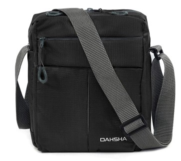 DAHSHA Nylon Padded Cross Body Messenger Sling Bag Travel Office Business Messenger one Side Shoulder Bag for Men Women (Black, 20 X 9 x 26 cm)