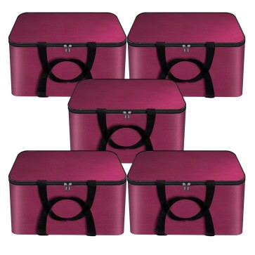 Storite 5 Pack Nonwoven Mini Storage Bag Moisture Proof Cloth Organizer with Zippered Closure and Handle (41x35x23.5 cm, Magenta) Rectangular