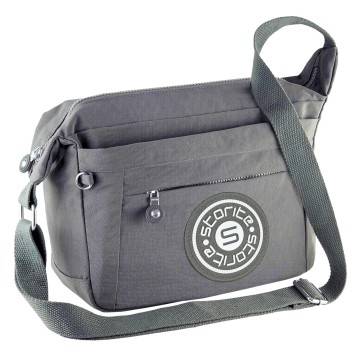 Storite Portable Nylon Stylish Small 6 Multi-Pocket Zip Closure Sling Cross Body Travel Messenger One Side Shoulder Bag for Men & Women - Grey (27 x 10.5 x 23 Cm)