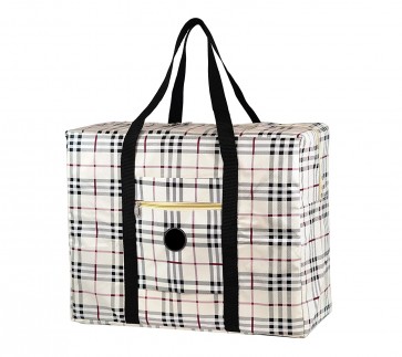 Storite Women's Lightweight Foldable Rexine Travel Handbag Storage Carrying Bag (50 x 38 x 21.5 cm) , Off White