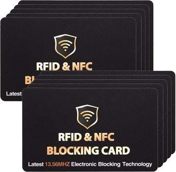 SAITECH IT 10 Pack RFID Blocking Card, One Card Protects Entire Wallet Purse For Men & Women, NFC Contactless Bank Debit Credit Card Protector ID ATM Guard Card Blocker-(10 pcs)-Black