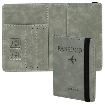 Storite PU Leather RFID Blocking Passport Holder Cover Travel Wallet Organiser, Passport Case, Travel Document Holder for Men & Women Travel Accessories – Grey