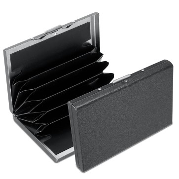 Storite 6 Slots RFID Protected Metal Credit Card Holder Wallet for Men & Women (Matt Finish Black, 9.5 x 6.5 x 1.3 cm)