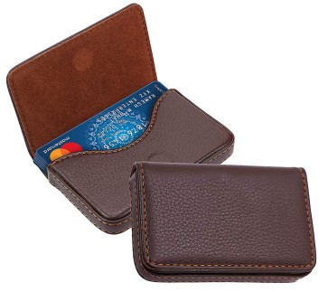 DAHSHA Pocket Sized Stitched PU Leather Credit Card Holder Visiting Business Card Case Wallet with Magnetic Shut for Men & Women (10 x 6 x 1.6 cm, Coffee Brown)