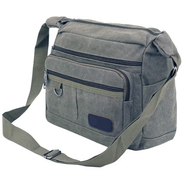NISUN Canvas 5 Zipper Pocket Sling Cross Body Travel Office Business Messenger One Side Shoulder Bag For Men & Women - (30 x 12 x 24 Cm, Army green)