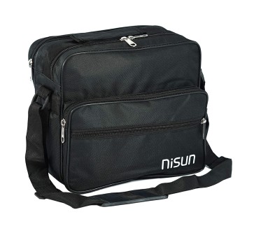 NISUN Nylon Tiffin Lunch Bags for Office & Travel for Men & Women (29x16.5x25.4 cm, Black)