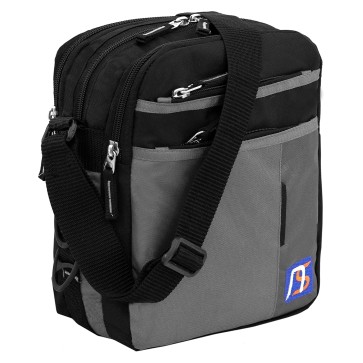 NISUN Stylish Nylon Small 7 Zipper Multi Pocket Sling Cross Body Travel Office Business Messenger One Side Shoulder Bag For Men Women - (Black & Grey, 21 x 10.5 x 27 Cm)