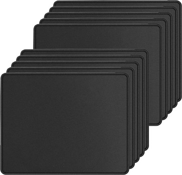 SaiTech IT 10 Pack 2mm Mouse Pad with Stitched Edges Non-Slip Rubber Base, Premium-Textured and Waterproof Mousepads Bulk, Mouse Pad for Computers, Laptop, Office & Home(220x180x2mm, Black)