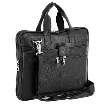 Storite PU Leather 14 Inch Laptop Shoulder Messenger Sling Office Business Travel Bag for Men & Women (Black)