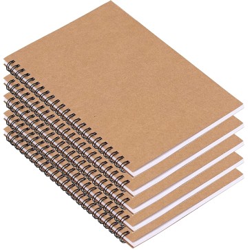 DAHSHA College Spiral Notebook A5 Pack Of 5 Blank Page Travel Writing Notebooks Journal Memo Notepad Spiral Sketchbook Students Office Business Subject Diary Spiral Book Journal-Brown (21x14.5 cm,60 Sheets-120 Pages)