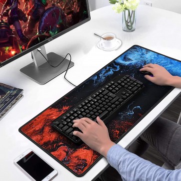 RiaTech Extra Large Size (900mm x 400mm x 2mm) Extended Gaming Mouse Pad, Large Non-Slip Rubber Base Mousepad with Stitched Edges, Waterproof Mousepad for Office Laptop/Computer- Lava Water Design