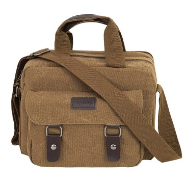 Storite Multi Pocket Canvas Small Sling Cross Body Messenger one Side Shoulder Bag for Men (Brown,29cm x 8cm x 22cm)