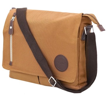 Storite Cotton Canvas Sling Cross Body Travel Office Business Satchel Messenger one Side Shoulder Bag for Men & Women-(33 cm x 6.5 cm x 27 cm, Brown Strap)
