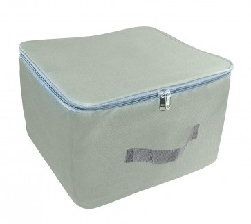Storite Nylon Wardrobe Bag Underbed Moisture Proof Cloth Storage Organiser with Zippered Closure & Handle (Grey, 38x35.5x25.4 cm)
