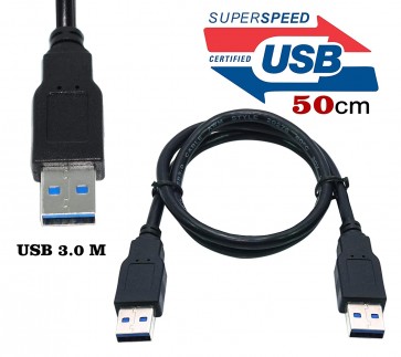Storite 1.5 Feet (50cm) Super Speed USB 3.0 Type A Cable - Male to Male USB Cord Short Cable for Hard Drive Enclosures, Laptop Cooling Pad, DVD Players- Black