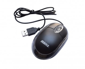 Wholesale Ranz USB Optical Mouse 1000 DPI- Black 