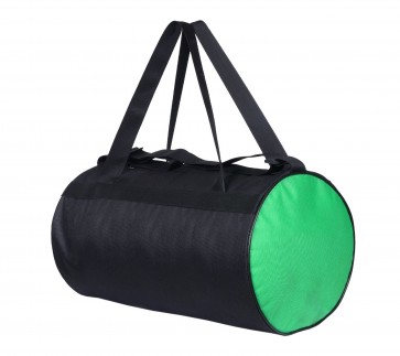 Storite Multipurpose Nylon Round Large Shoulder Gym Sport Duffle Bag for Men (40.6 x 26.6 x 26.6 cm, Black/Green)