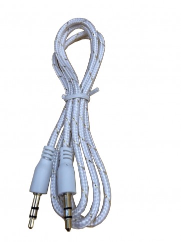 Wholesale 3.5mm Male To Male Woven Fabric Cotton Aux Audio Cable 1M - White