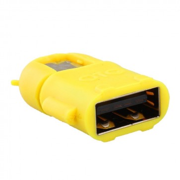 Wholesale Android Shape Micro USB 2.0 OTG Adapter for Smartphones & Tablets - Yellow
