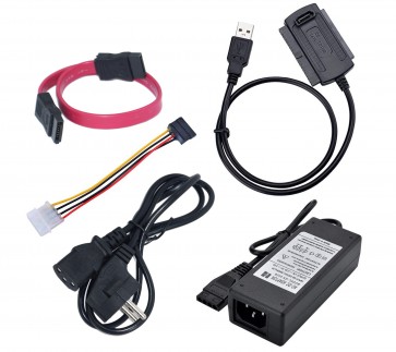 Wholesale SATA/IDE to USB 2.0 Adapter With Power Supply Supports 2.5-Inch, 3.5-Inch, 5.25-Inch Hard Disk Drives