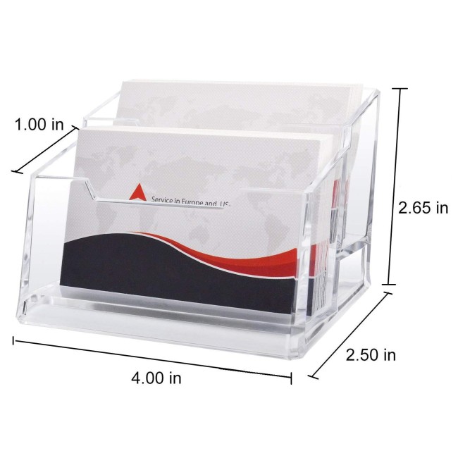 Porte-Cartes De Visite En Acrylique – 2 Supports Transparents, Design Moderne | Bureau, Réunion, Exposition - 11