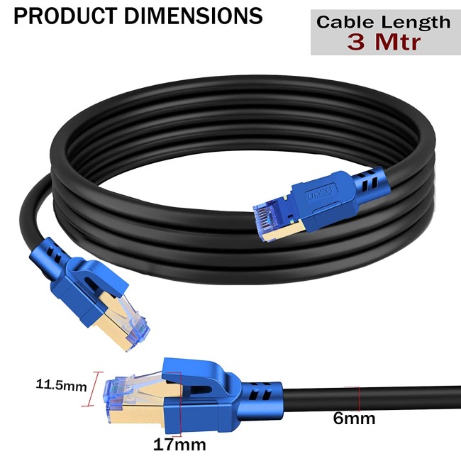 5 CABLES DE Conexión En Línea, S/FTP (PiMf), Cat.8.1, 2000MHz, Cobre