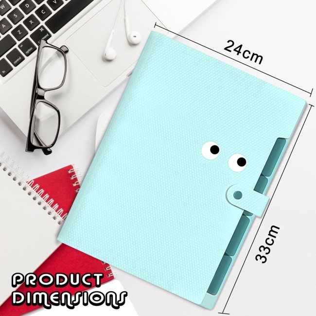 Expanding File Folders,12 Pocket A4 Folder Organiser With Snap Button - View #6
