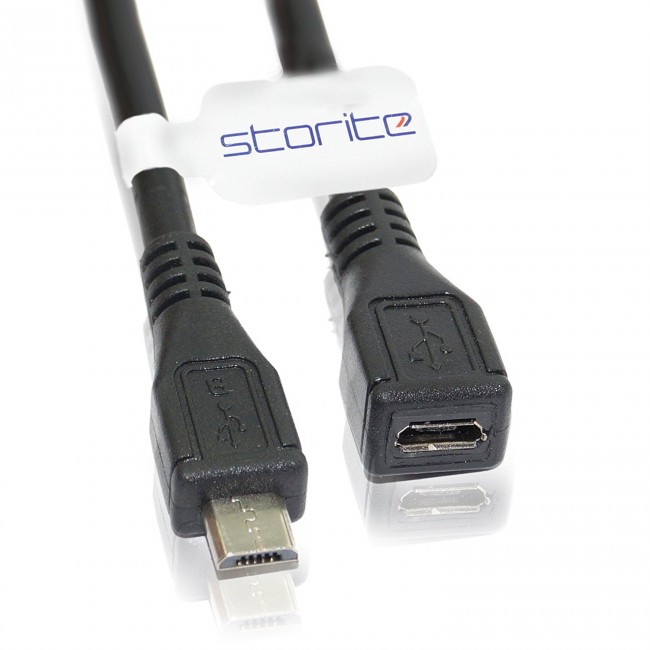 Storite Micro Type Male To Extension Extender Charging Cable Cord (30cm - 1 foot - 0.30m)