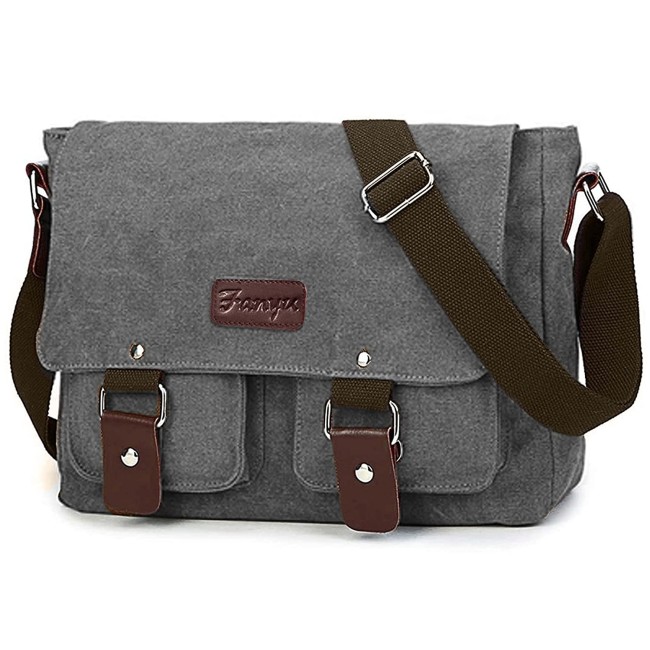 Storite Lightweight Canvas Cross Body Travel Office Business Satchel Messenger One Side Shoulder Bag for Men