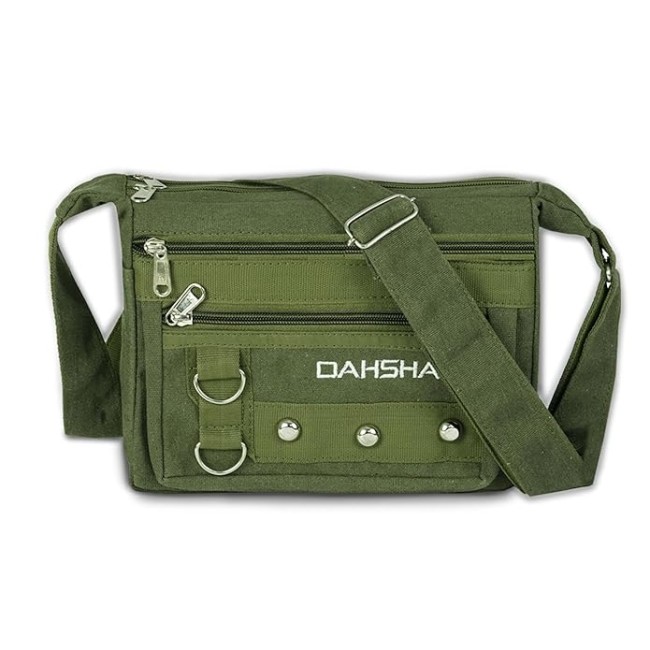 DAHSHA 7.5 Inch Stylish Small Canvas Sling Cross Body Travel Office Business Messenger One Side Shoulder