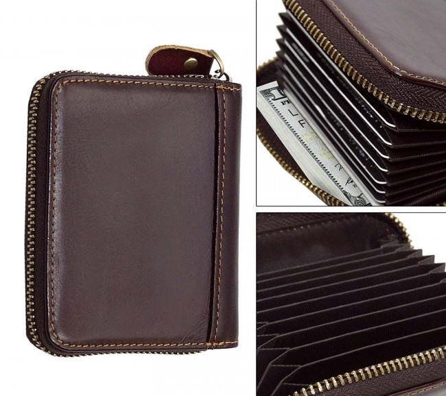 Storite Imported Leather 11 Slot Credit Debit ATM Zipper Card Holder ...