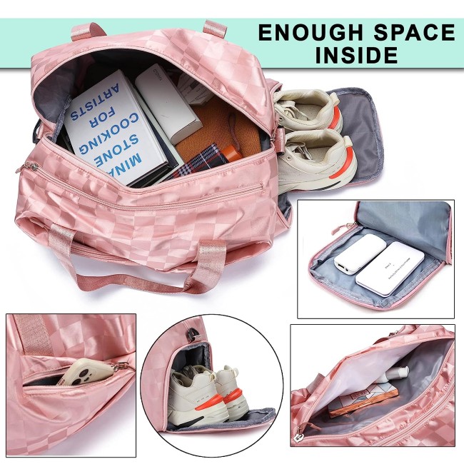 Storite Foldable Travel Duffle Bag - 46x23x23cm Light Blue, Gym & Weekend Bag With Shoe Compartment - View #2