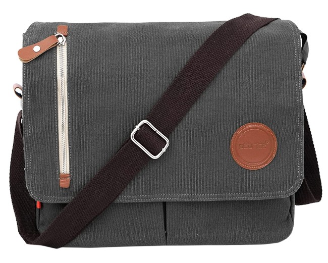 Storite Vintage Canvas Sling Cross Body Travel Office Business Satchel Messenger one Side Shoulder Bag for Men Women 33 cm x 6.5 cm x 27 cm