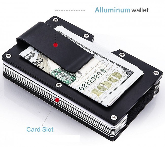 Slim RFID Blocking metal wallet aluminum Credit card holder with