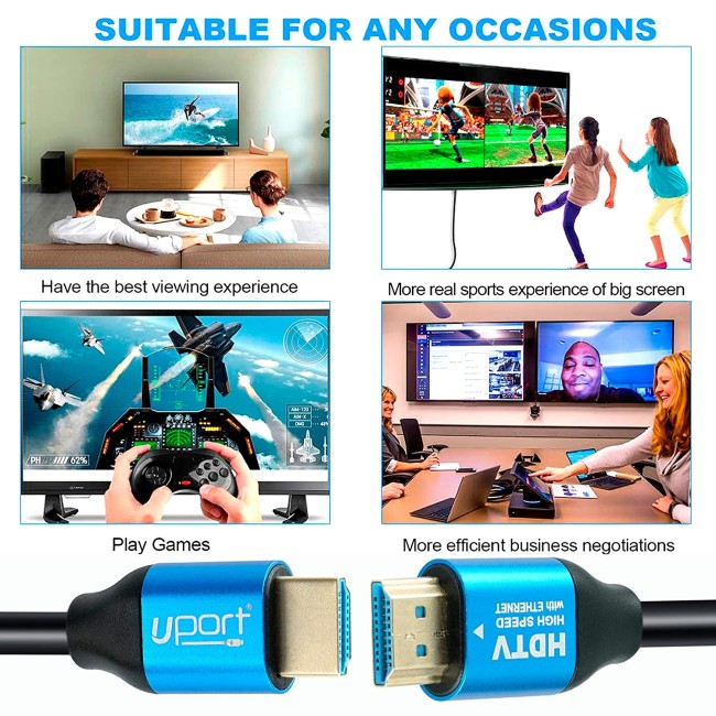 UPORT 10 Meter 4K HDMI Cable High Speed, Gold Connectors, 4K @ 60Hz ...